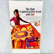 Rit Dye 1971 Vintage Color Print Ad Tie Dye Tablecloth