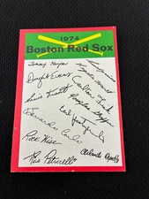 BOSTON RED SOX 1974 TOPPS TEAM CHECKLIST YAZ , FISK,  UNMARKED BASEBALL CARD