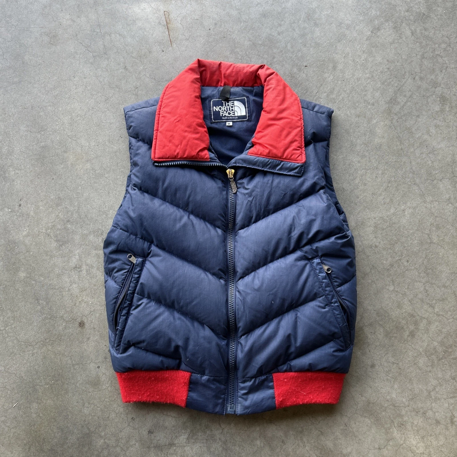 VTG 70’s The north Face Red And Blue Quilted Puffer Zip Up Vest USA Made Medium