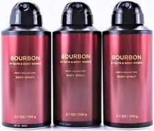 QTY 3 - Bath and Body Works BOURBON Deodorant Deodorizing Body Spray Men 3.7oz