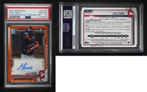 2021 Bowman Chrome Prospects Orange Refractor /25 Jose Tena PSA 10 GEM MT Auto