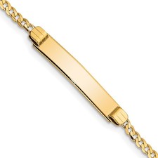Real 14K Yellow Gold Children's Curb Link ID Chain Bracelet; 6 inch