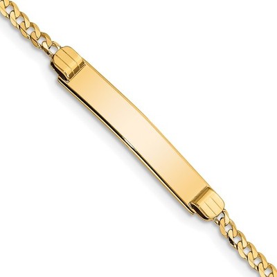 Echt 14K Gelbgold Kinder Panzerkette Glieder ID Kette Armband; 6 Zoll