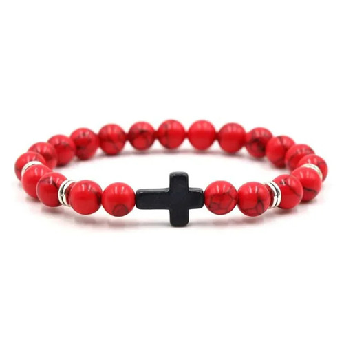 Oración Hombres Piedra Natural Madera Cuentas Rosario Hematita Cruz Pulseras Ónix - Imagen 21 de 35