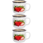 3pcs Small Enamel Tea Cup with Handle Household Smooth Rim Water Mug Drinking