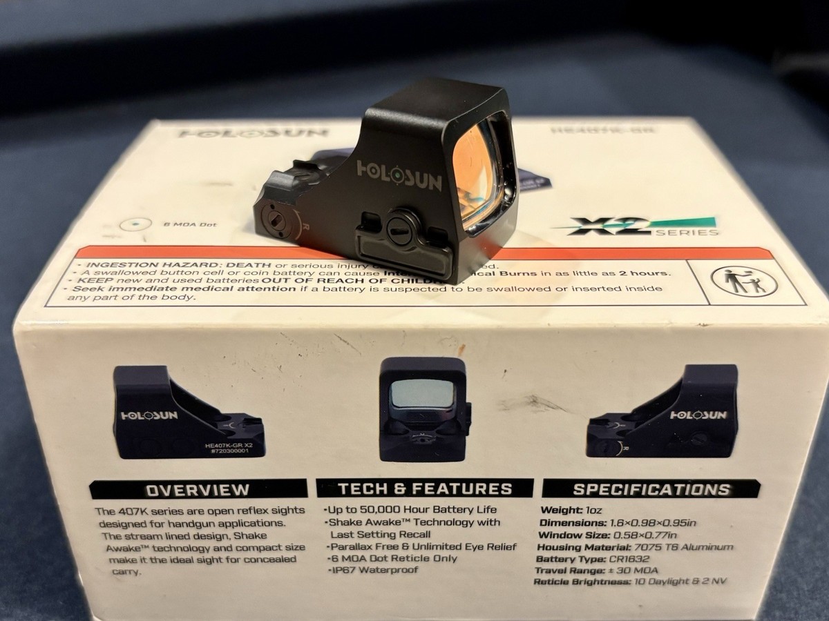 HOLOSUN HE407K-GR X2 Green Dot Reflex Sight - Solar Failsafe