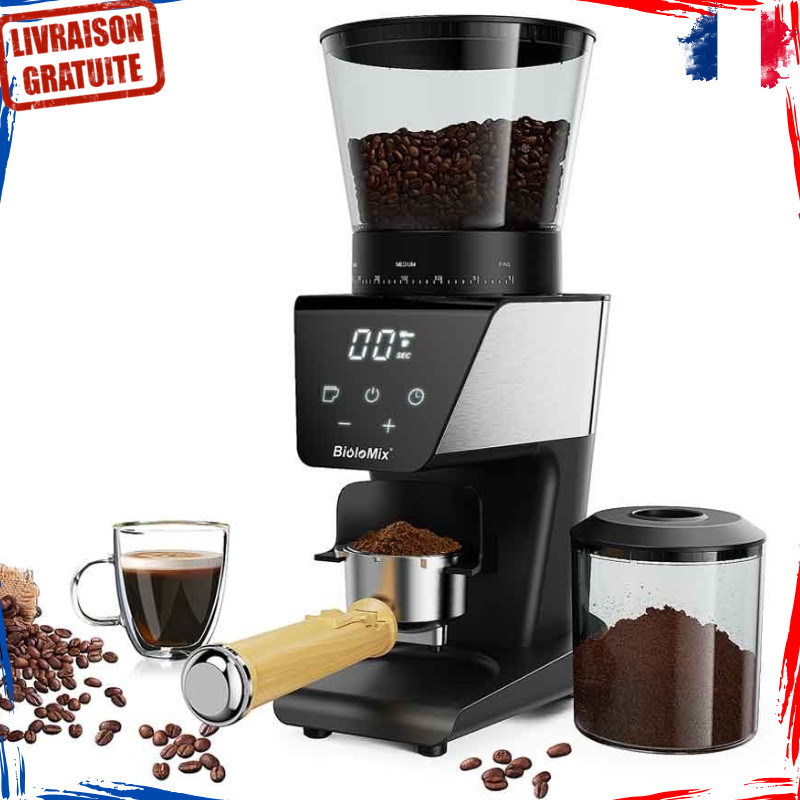 Moulin à café électrique broyeur automatique grain 30 réglages écran LCD