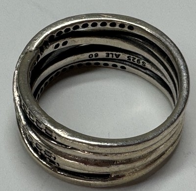 Beautiful Ladies Sterling Silver Ring Marked 5925 ALE 60 Layered