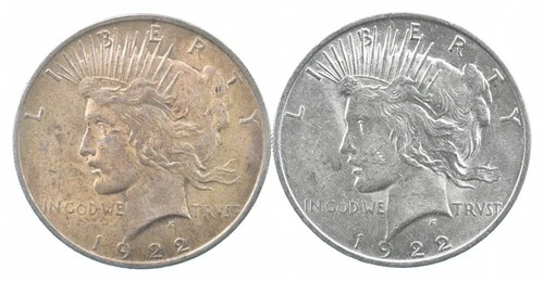 1922 & 1922 & Peace Silver Dollar $1 Bullion Collection Lot *907