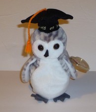 Original Ty Beanie Baby Wiser the owl graduate class of 99 with tag 6.5"