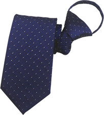 Mens Zipper Tie Business Wedding Solid Checks One Size Navy Sliver Pin Dot
