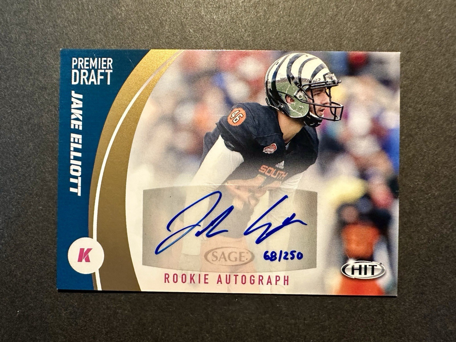 Jake Elliott Sage Hit Premier Draft Rookie Autograph #A44 Base