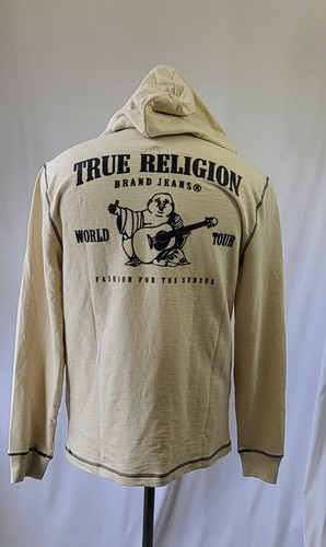 True Religion Hooded Flat Lock Slub Henley Color Fog Size Small NWT - Picture 2 of 8