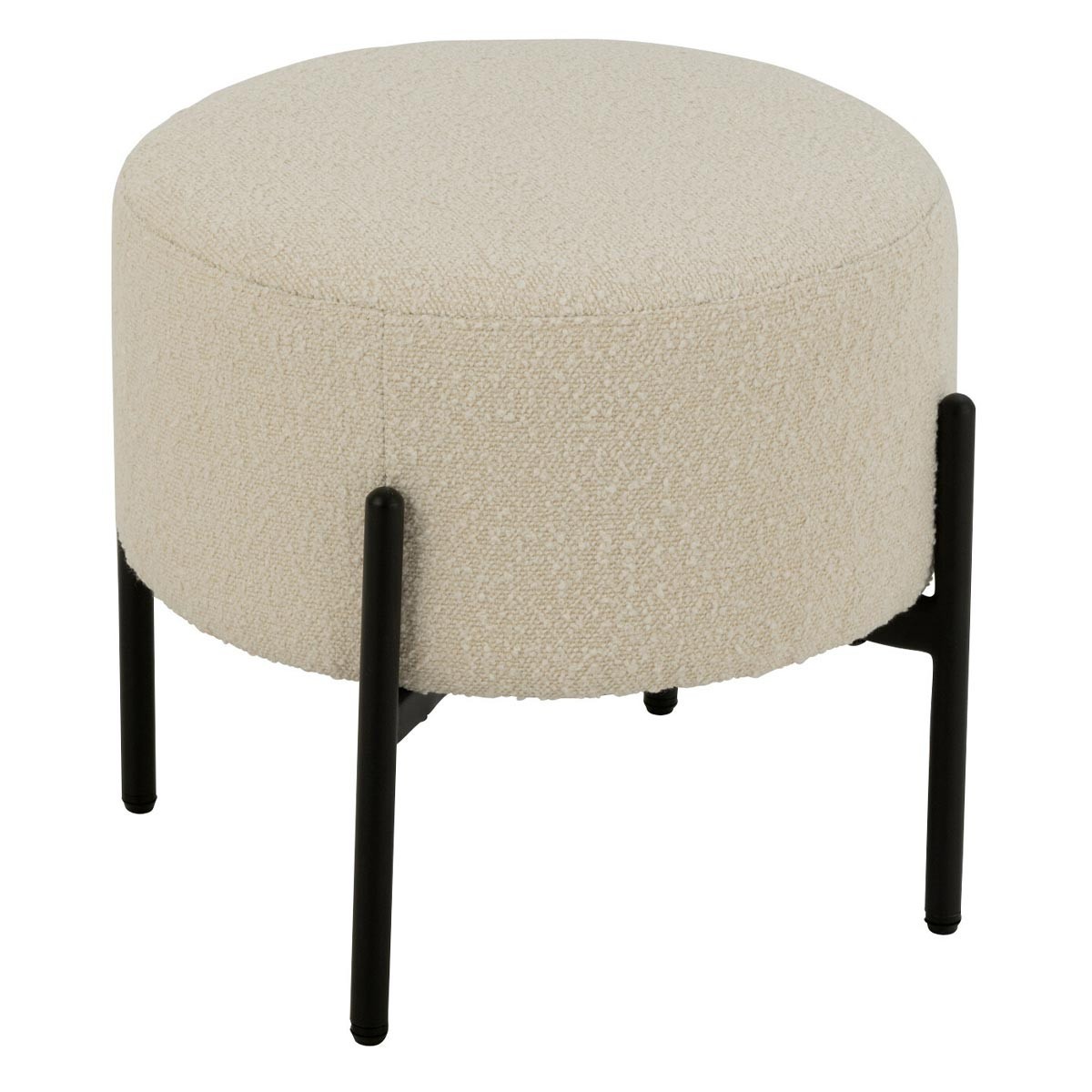 Tabouret en tissu bouclé blanc 44cm Aldo pour salon