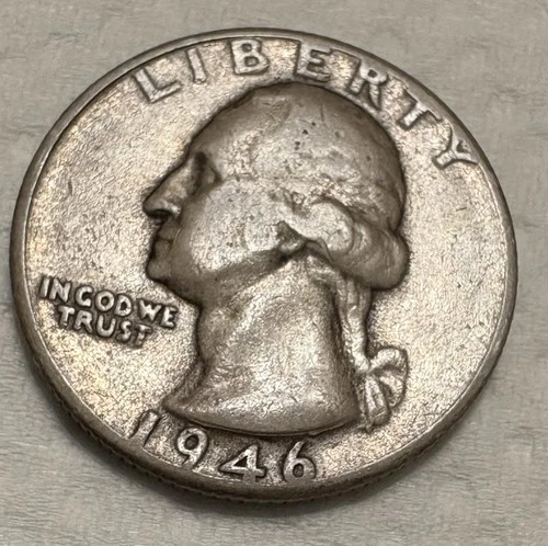 1946-Double D Silver Error Quarter. VF/XF Condition! Rare Error FS-501 RPM!