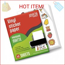 JOYEZA Premium Printable Vinyl Sticker Paper for Inkjet Printer - 40 Sheets Matt