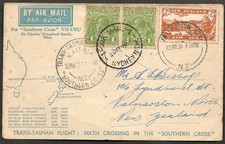 Australia Stamps 1934 6th Trans-Tasman Crossing In Southern Cross + Post Card