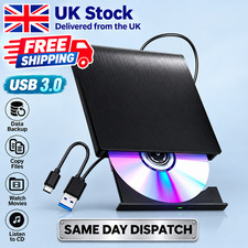 CD DVD External Drive For PC Laptop Windows 11 10 USB 3.0 Player Burner Writer