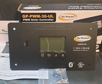 Go Power GP-PWM-30-UL Dual Bank Bluetooth 30 Amp Solar Controller LCD Screen OBx
