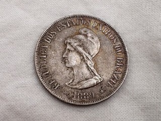 1889 Brasil 500 Reis Silver Coin QH 17