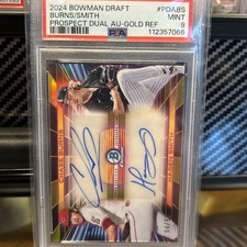 🔥2024 Bowman Chrome Chase Burns & Hagen Smith  Dual Auto Gold /50 PSA 9 Mint🔥