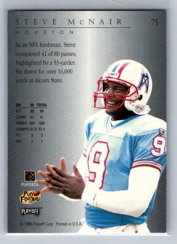 1996 Playoff Trophy Contenders #75 Steve McNair RC Rookie Houston Oilers - Picture 2 of 2