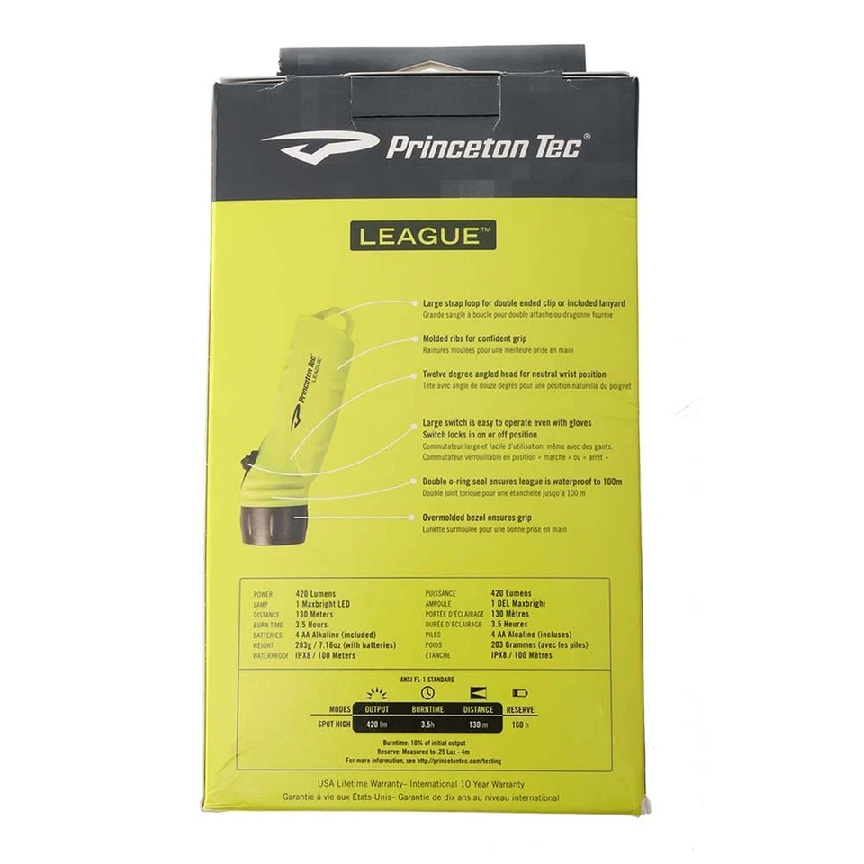 Princeton Tec League LED Flashlight - Neon Yellow - Image 3 of 4