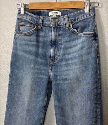 Re/Done Womens 27 Jeans Blue Laguna 70s Straight Dark Wash Denim High Rise