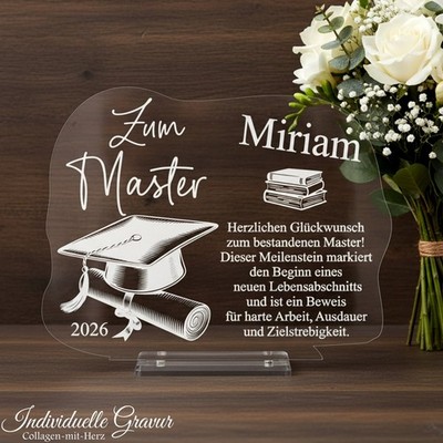 Geschenk Master Acrylglas Aufsteller inkl. Gravur Schulabschluss Geschenk  