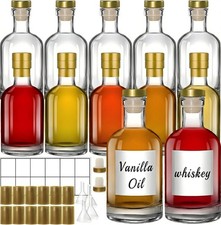 12 oz/375ml Clear Glass Bottles with Cork, 12 Pack Clear Liquor Bottles, Thic...