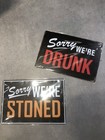 2 x Man Cave Metal Art Sign Stoned And Drunk. Alcohol Weed Adult Humour Gift