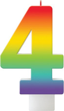 Birthday Celebration Rainbow 4 Candle Number