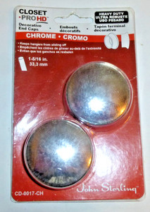 2-Closet ProHD Chrome Decorative End Caps 1 5/16" John Sterling CD-0017-CH