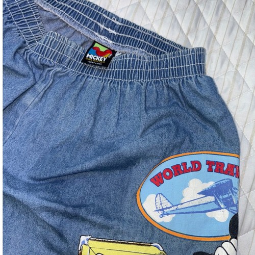 Vintage 1996 Mickey Mouse Denim Shorts M Disney World Travel Made USA Rare