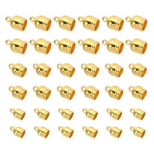 6.5mm, 8mm, 9mm Cord End Caps Set, 150Pcs Round Cord Findings Clasp, Gold Tone