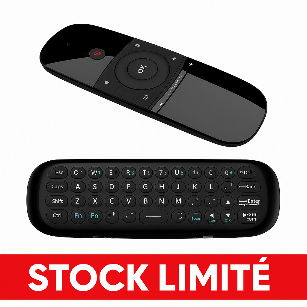 Télécommande universelle avec mini clavier sans fil rétroéclairé noir pour Smart TV