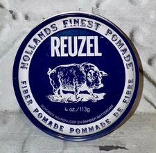 NEW! REUZEL BLUE FIBER 4 OZ HOLLANDS FINEST HAIR STYLING POMADE / SEALED