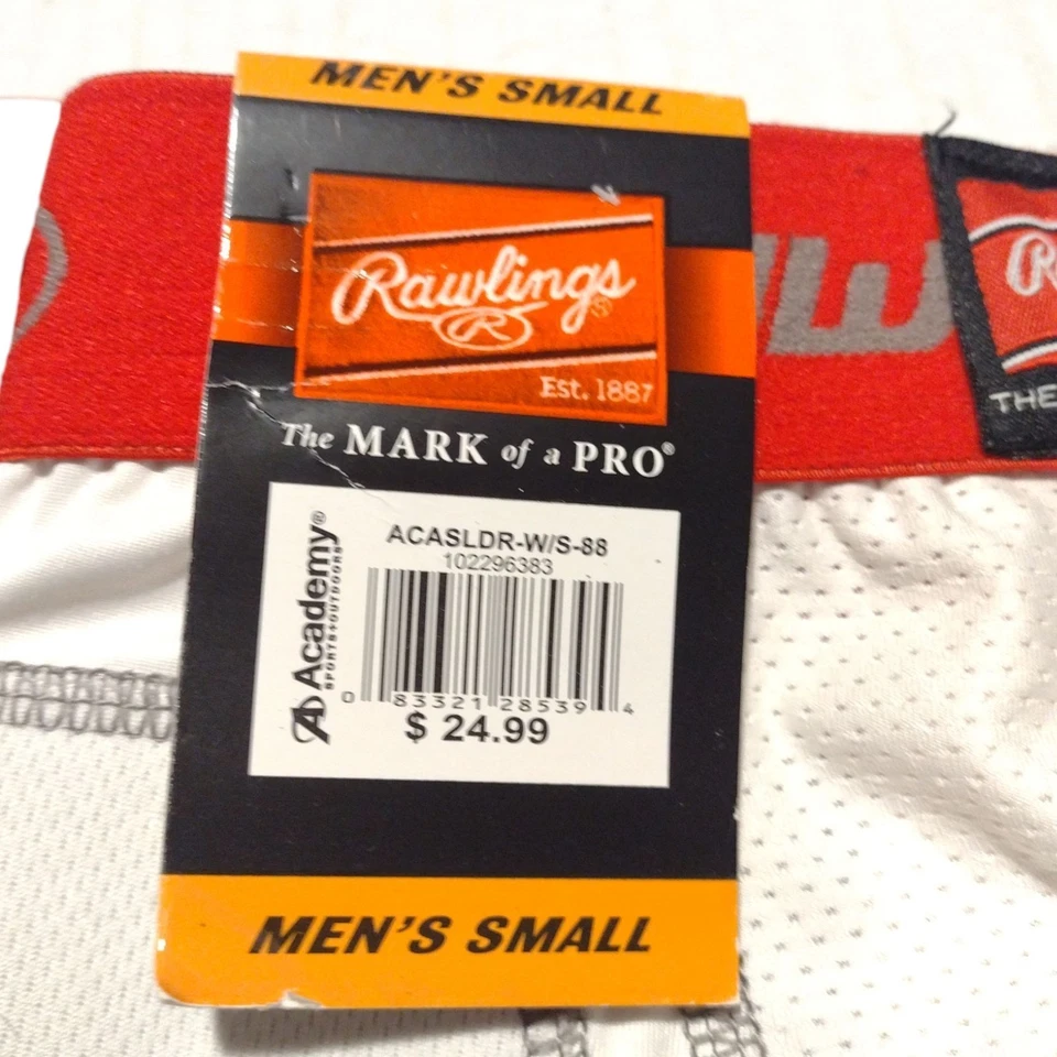 Rawlings Men’s Compression Sliding Shorts White Red Size Small S Padded - Image 4 of 4