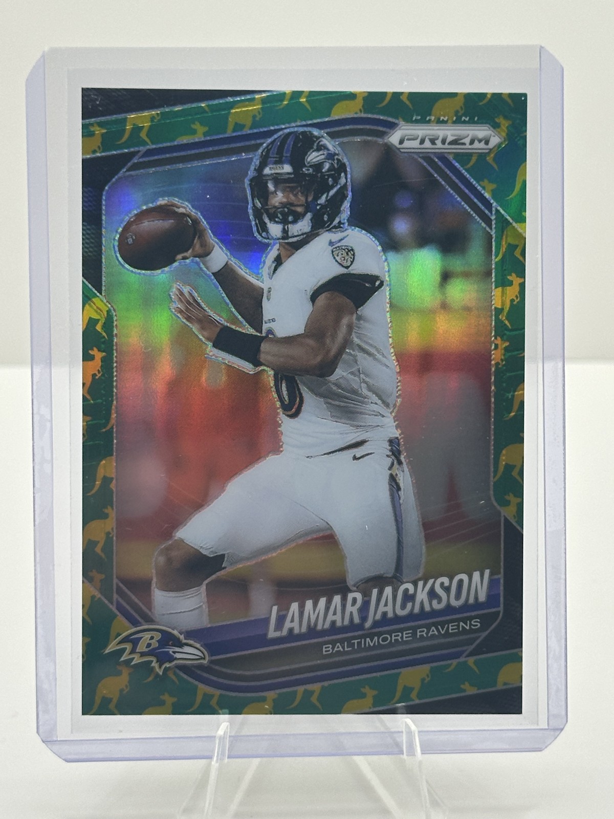 2025 Panini Prizm - Lamar Jackson #78 Kangaroo Prizm International /61 Ravens