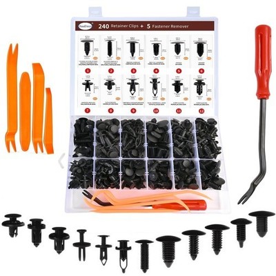  240pcs Auto Car Bumper Retainer Clips Kit Fastener Remover Push Pin Rivet