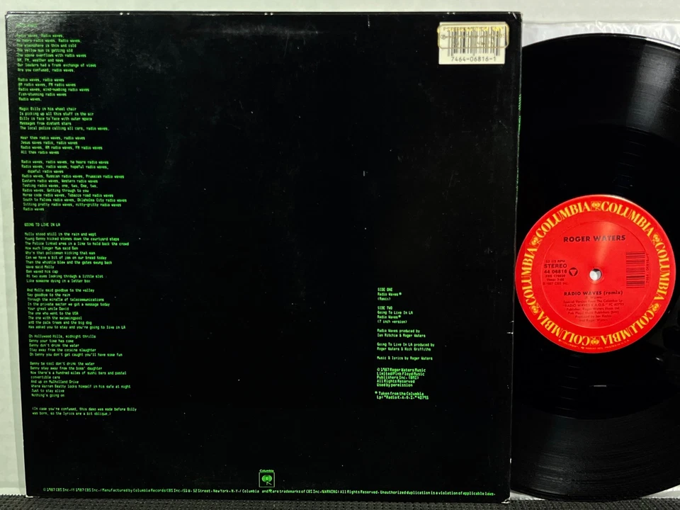ROGER WATERS Radio Waves Going To Live In LA 12 DJ PROMO LP COLUMBIA 1987 Floyd — 第 2/2 张图片
