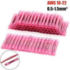 100pcs Heat Shrink Butt Wire Connectors Crimp 16-22 AWG Terminals