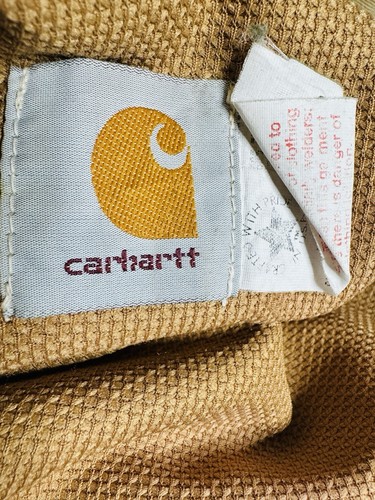 Vintage Carhartt JR106 USA Made Duck Jacket Large Tan Hooded Distressed Lined - Picture 13 of 20