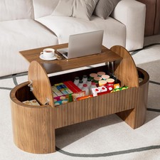 Lift Top Coffee Table with Hidden Storage, 47 Inch Oval Coffee Table