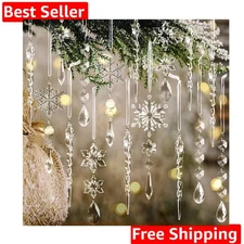 18pcs Christmas Tree Decoration Crystal Ornaments - Hanging Acrylic Christmas...