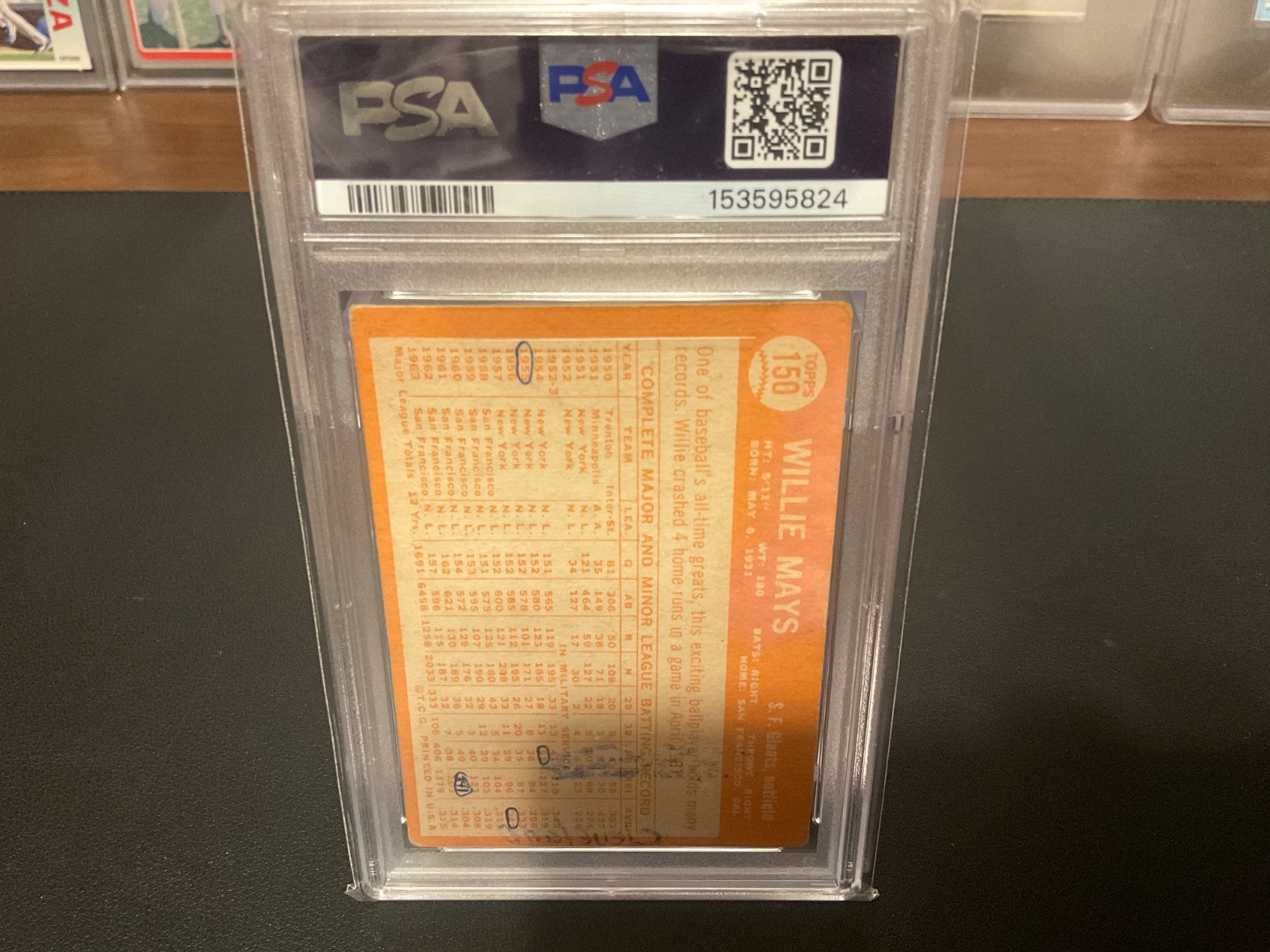 1964 Topps Willie Mays #150 PSA (AA) Authentic Altered view 2