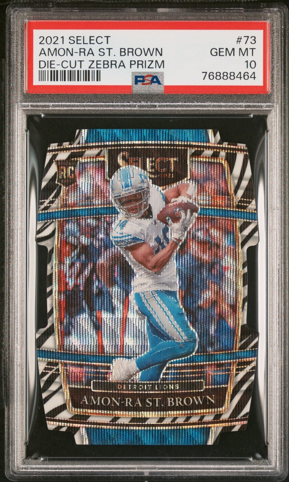 2021 Panini Select - Concourse Amon-Ra St. Brown #73 Zebra Prizm Die-Cut Rookie