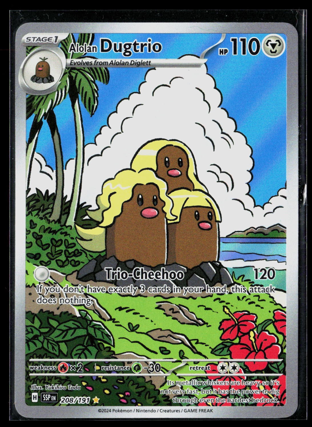 Alolan Dugtrio 208/191 Yukihiro Illustration Rare Surging Sparks IR Pokemon NM