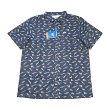 Columbia PFG Super Slack Tide Camp Shirt Mens Large Blue Vented AOP Lures New NW