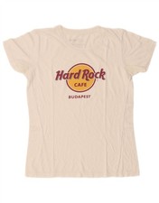 HARD ROCK CAFE Womens Budapest Graphic T-Shirt Top UK 12 Medium White CQ04